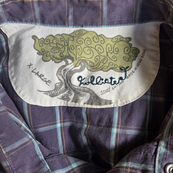 Hollister Women's Purple and Light Blue Plaid Button Down Shirt Size XL - Picture 6 of 6